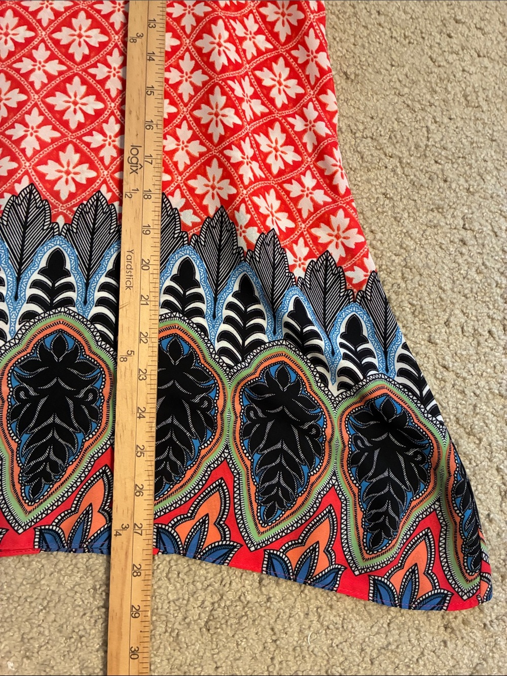 💕 Zac & Rachel Coral Red & White Floral Boho Mixed Print Sleeveless Blouse Large - Picture 6 of 6